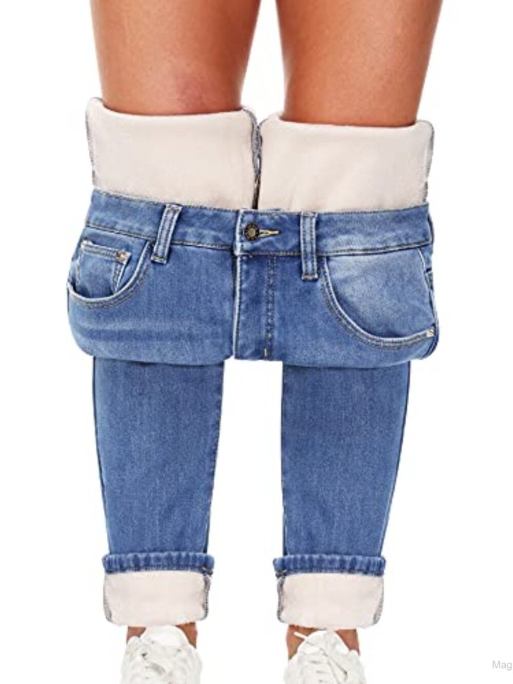 Women's Fleece Lined Thermal Jeans Stretch Winter Warm Skinny Pants